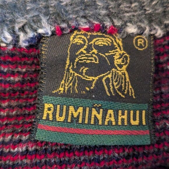 Ruminahui Gray Wool Red White and Blue American Flag Wool Zip Cardigan - Picture 6 of 7